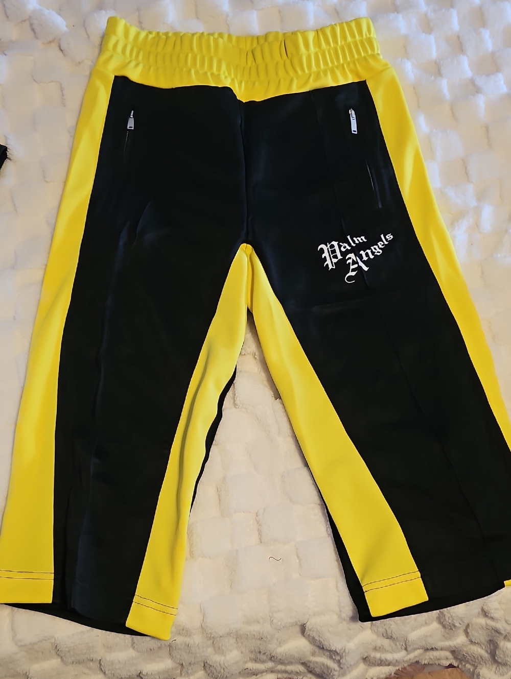 🔥 New Palm Angels Men's Classic Track Shorts Black Yellow - Size Medium Authent